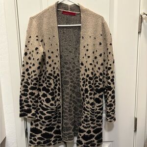 Printed Cream and Black Open Cardigan
